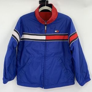 Tommy Hilfiger Vintage Jacket Reversible Red Blue Full Zip Sweater Size M Y2K